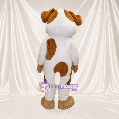 White and Brown Dog Mascot Costume Full Body for Adults School Events