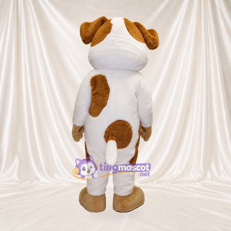White and Brown Dog Mascot Costume Full Body for Adults School Events