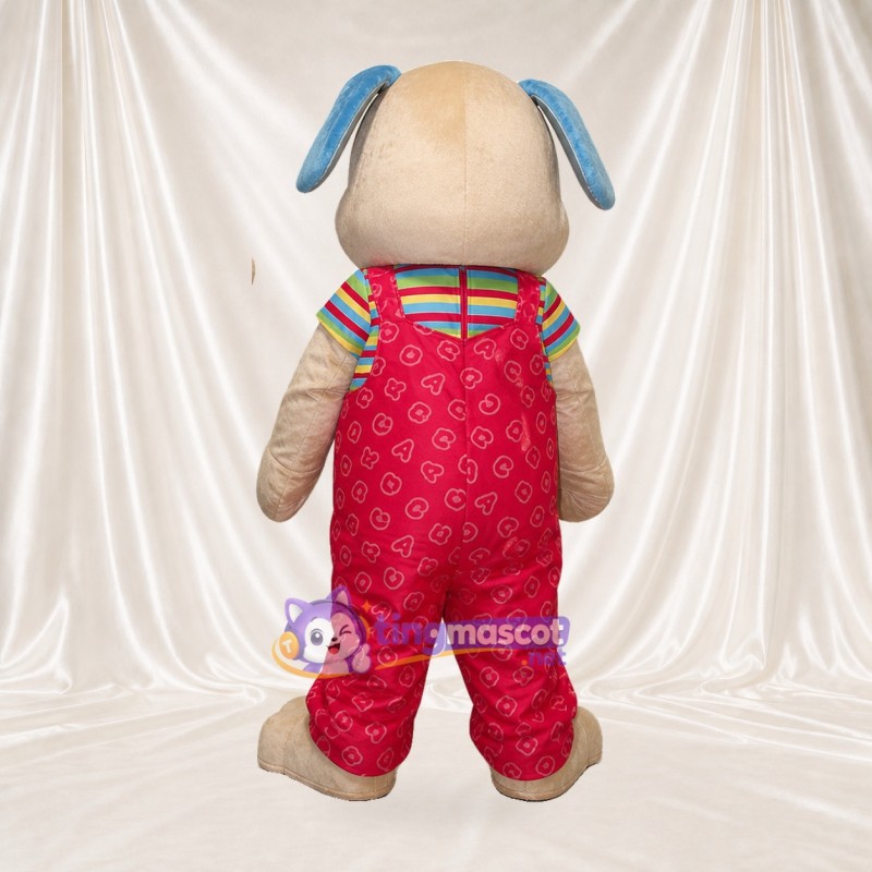 Cream Dog Worker Mascot Costume Full Body for Adults Promotions