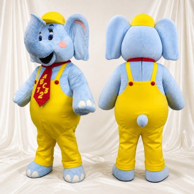 Éléphant Bleu Clair Travailleur Costume de mascotte intégral pour adultes Promotions