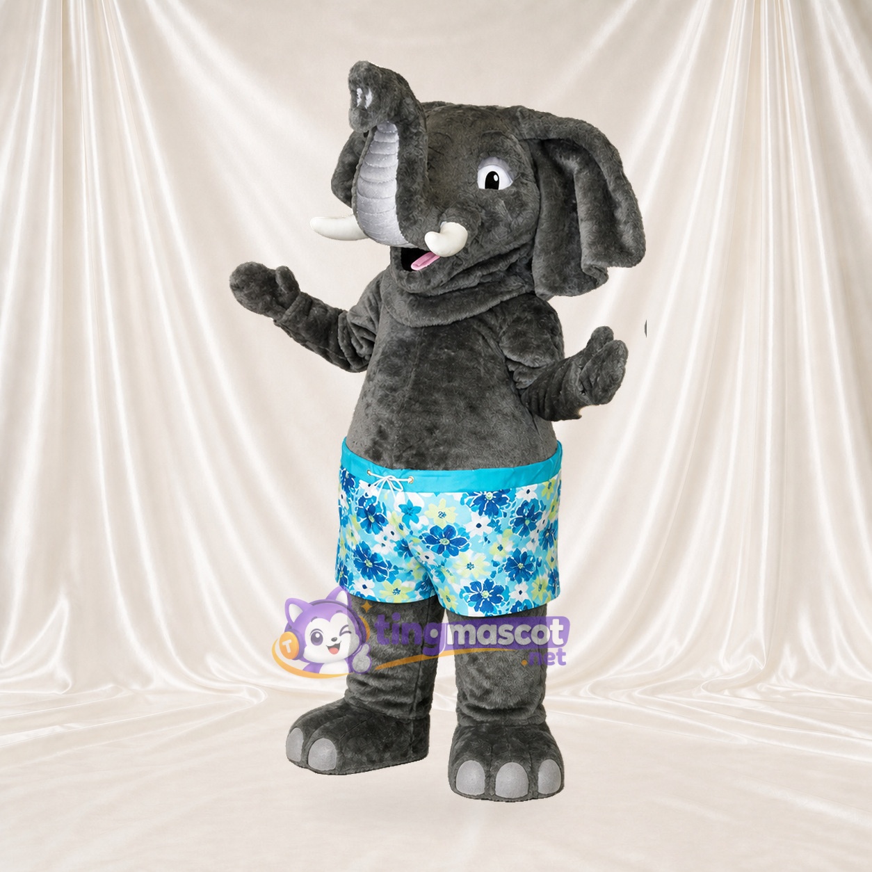 Éléphant Athlète Gris Costume de mascotte intégral pour adultes Événements sportifs Éléphant Athlète Gris Costume de mascotte intégral pour adultes Événements sportifs