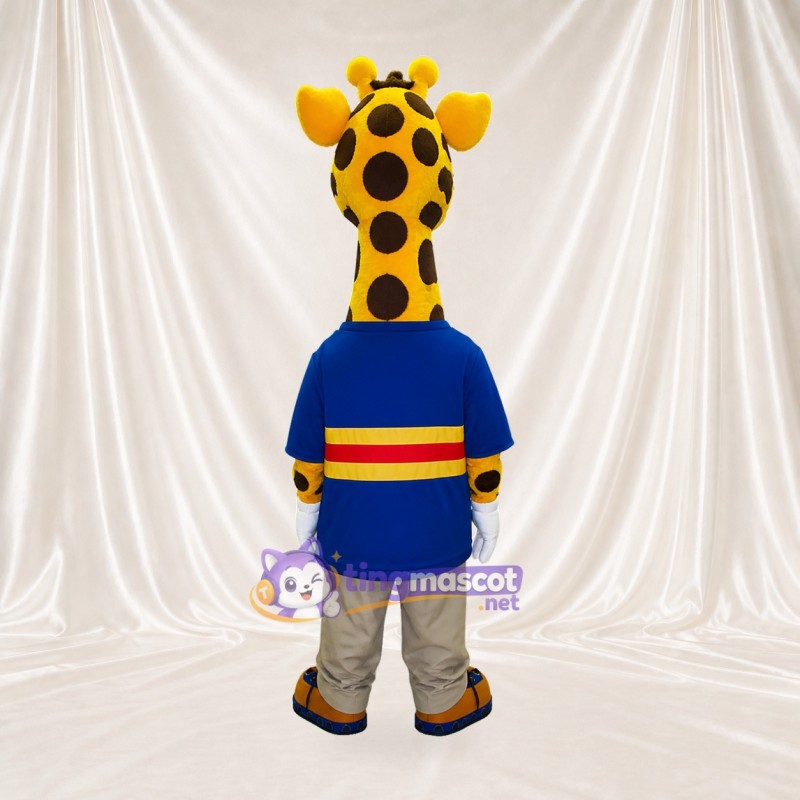 Yellow Giraffe Athlete Mascot Costume Full Body for Adults Sports Events