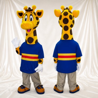 Yellow Giraffe Athlete Mascot Costume Full Body for Adults Sports Events