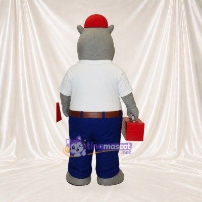 Hippo Worker Mascot Costume Full Body for Adults Promotions