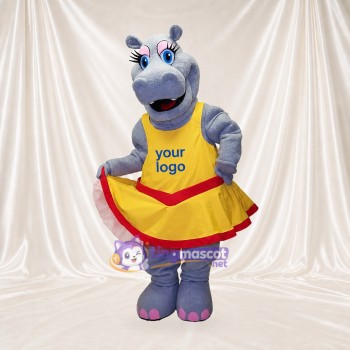 Hippo Cheerleader Mascot Costume Full Body for Adults Sports Events