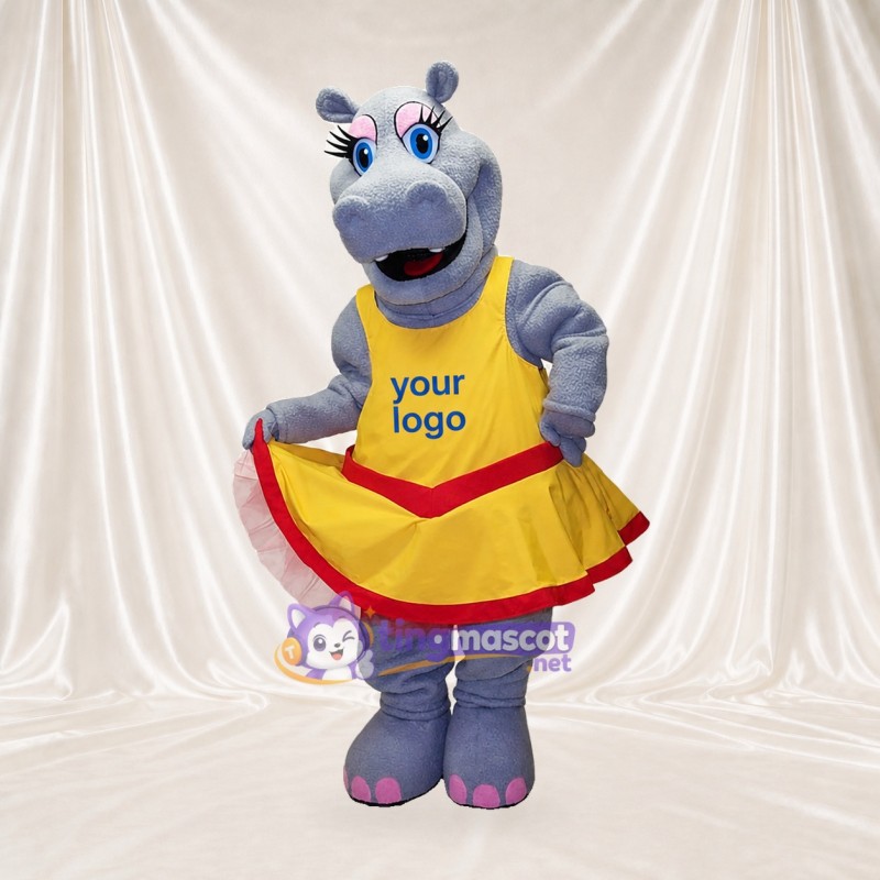 Hippo Cheerleader Mascot Costume Full Body for Adults Sports Events