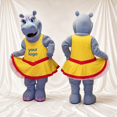 Hippo Cheerleader Mascot Costume Full Body for Adults Sports Events