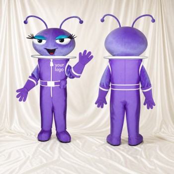 Lila Gesculptetes Fantasie Alien Maskottchenkostüm Ganzkörper für Erwachsene Schulveranstaltungen
