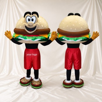 Hamburger Haute Visibilité Costume de mascotte intégral pour adultes Événements gastronomiques