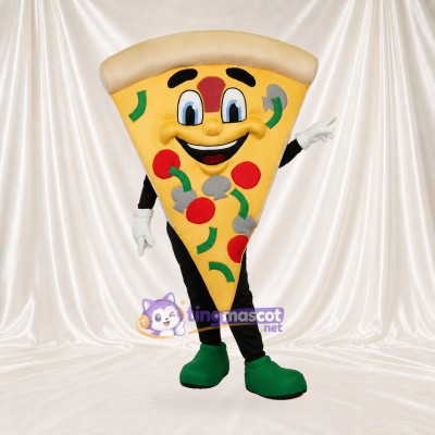 Tan High Visibility Pizza Slice Mascot Costume Full Body for Adults Food Events