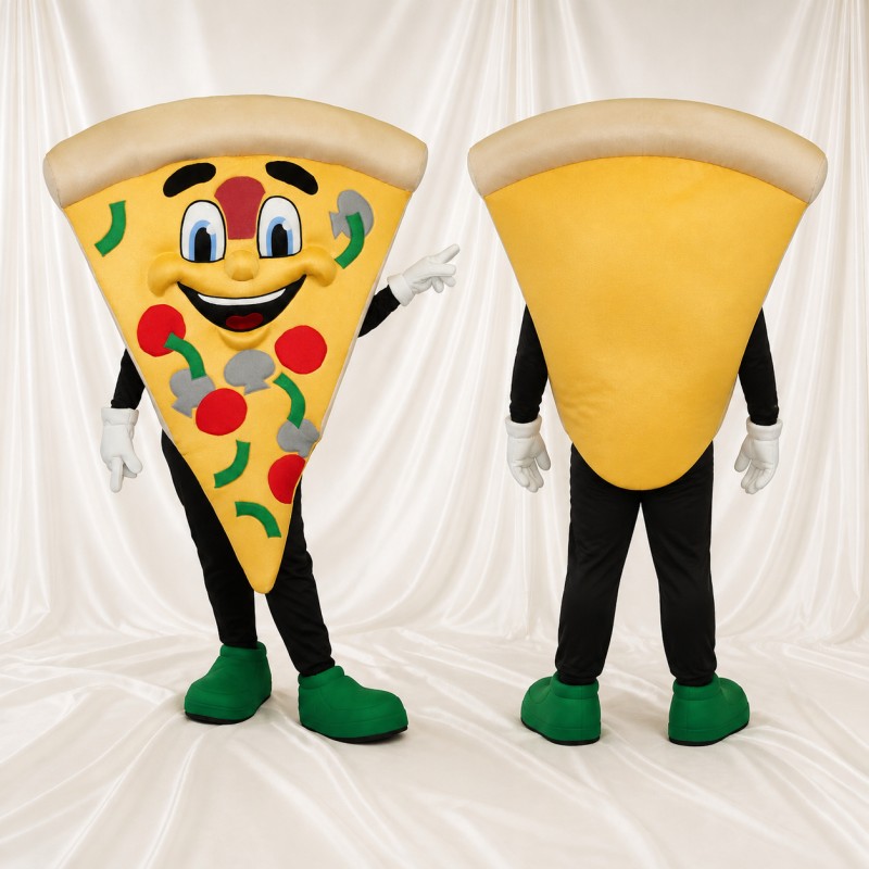 Tan High Visibility Pizza Slice Mascot Costume Full Body for Adults Food Events