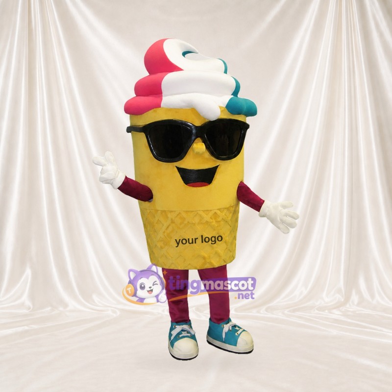 Cornet de Glace Jaune Costume de mascotte intégral pour adultes Événements gastronomiques