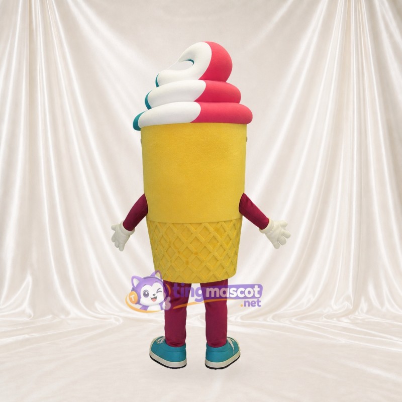 Cornet de Glace Jaune Costume de mascotte intégral pour adultes Événements gastronomiques