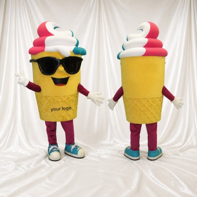 Cornet de Glace Jaune Costume de mascotte intégral pour adultes Événements gastronomiques