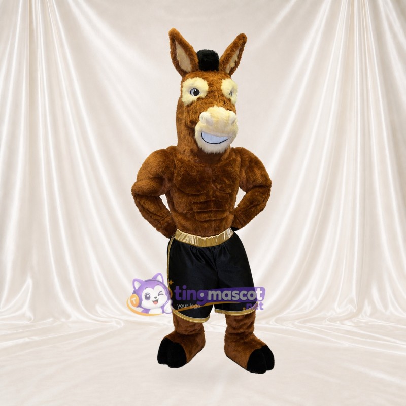 Brown Donkey Athlete Mascot Costume Full Body for Adults Sports Events