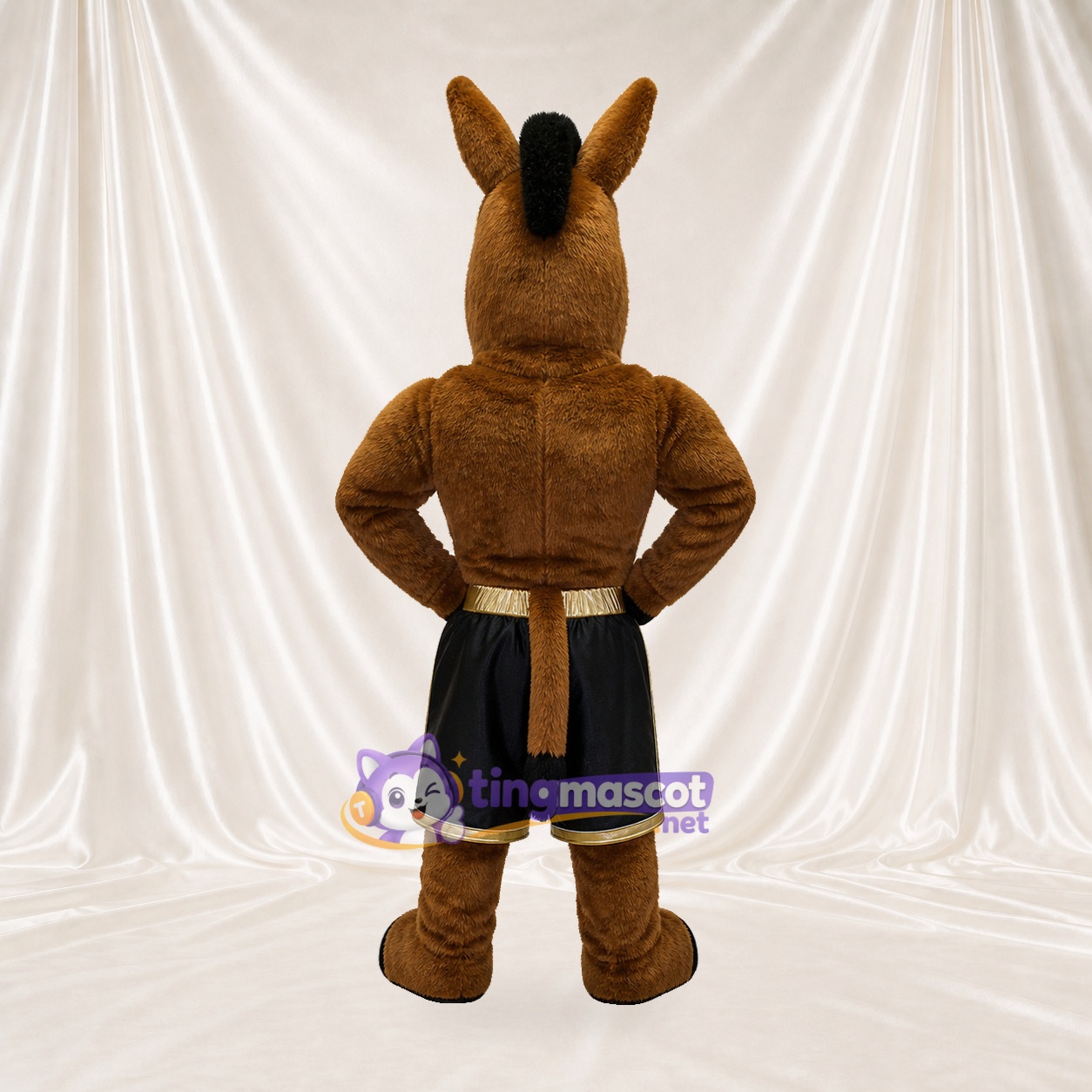 Âne brun athlète Costume de mascotte intégral pour adultes Événements sportifs Âne brun athlète Costume de mascotte intégral pour adultes Événements sportifs