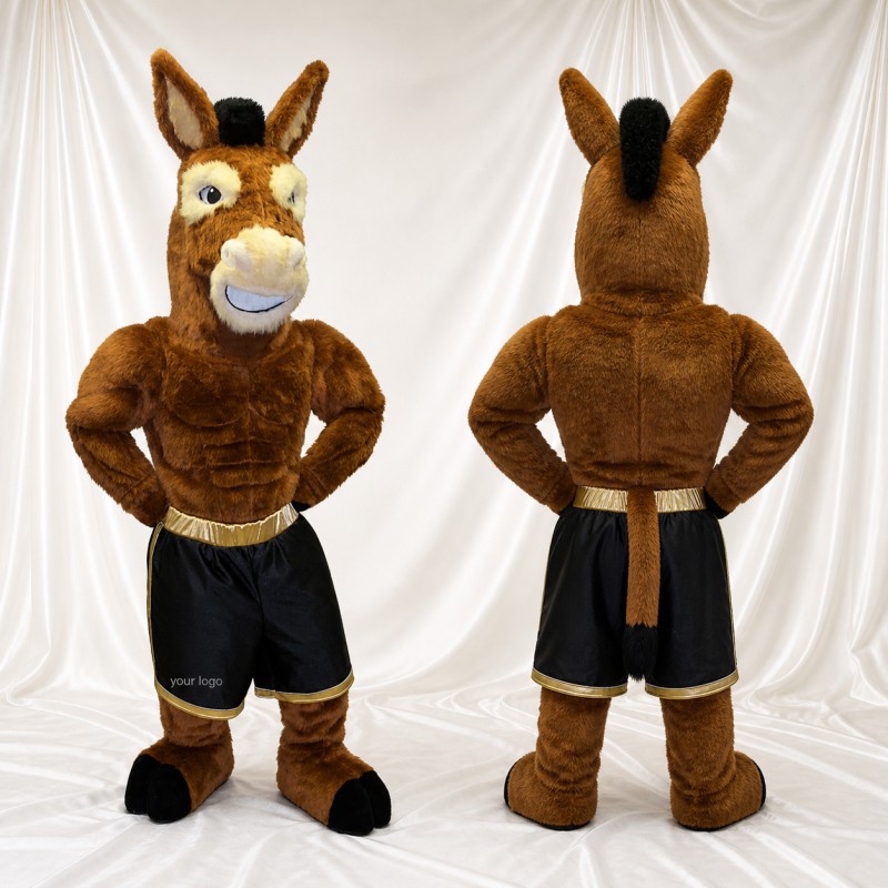 Brown Donkey Athlete Mascot Costume Full Body for Adults Sports Events