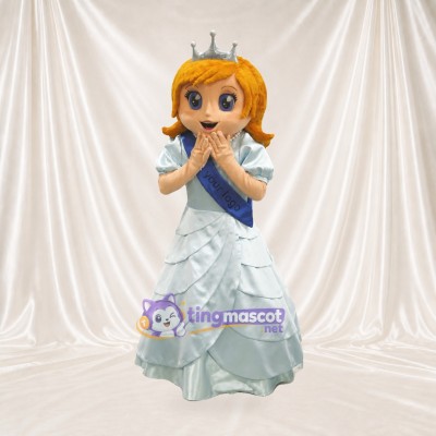 White Princess Mascot Costume Full Body for Adults School Events