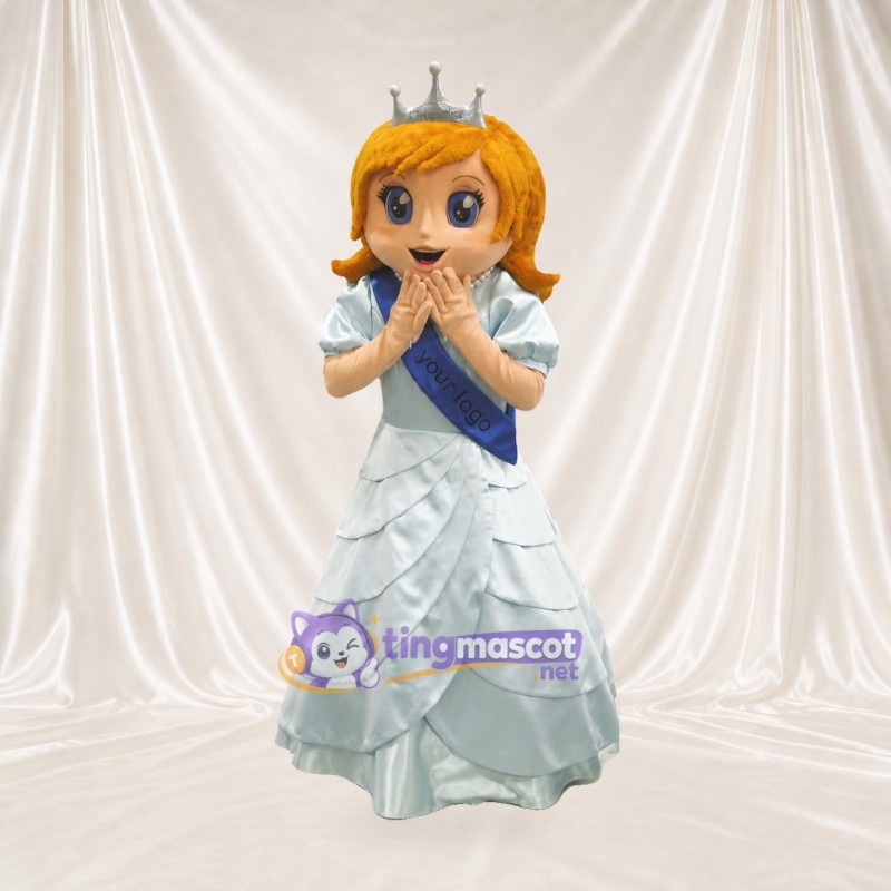 White Princess Mascot Costume Full Body for Adults School Events