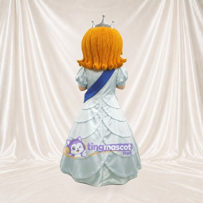 White Princess Mascot Costume Full Body for Adults School Events