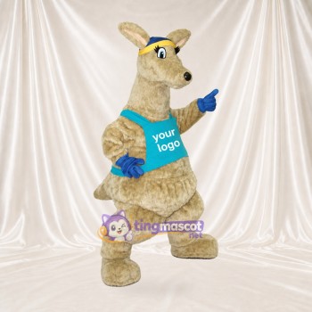Tan Kangaroo Athlete Mascot Costume Full Body for Adults Sports Events