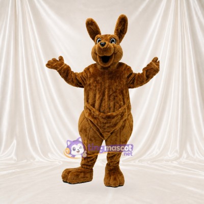 Brown and Tan Kangaroo Mascot Costume Full Body for Adults School Events