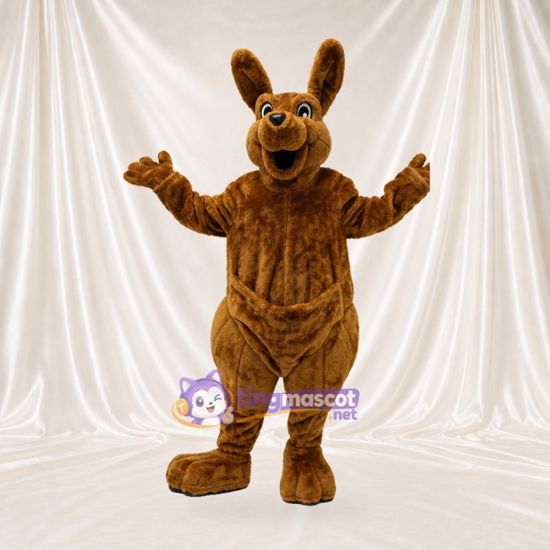 Brown and Tan Kangaroo Mascot Costume Full Body for Adults School Events