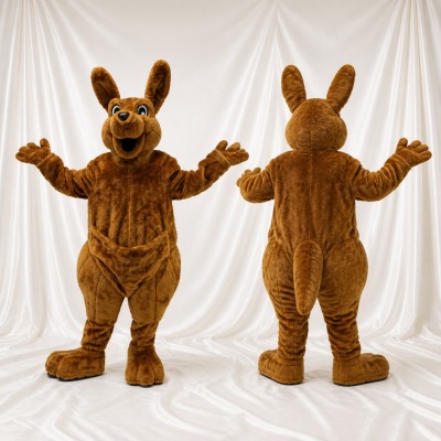 Brown and Tan Kangaroo Mascot Costume Full Body for Adults School Events