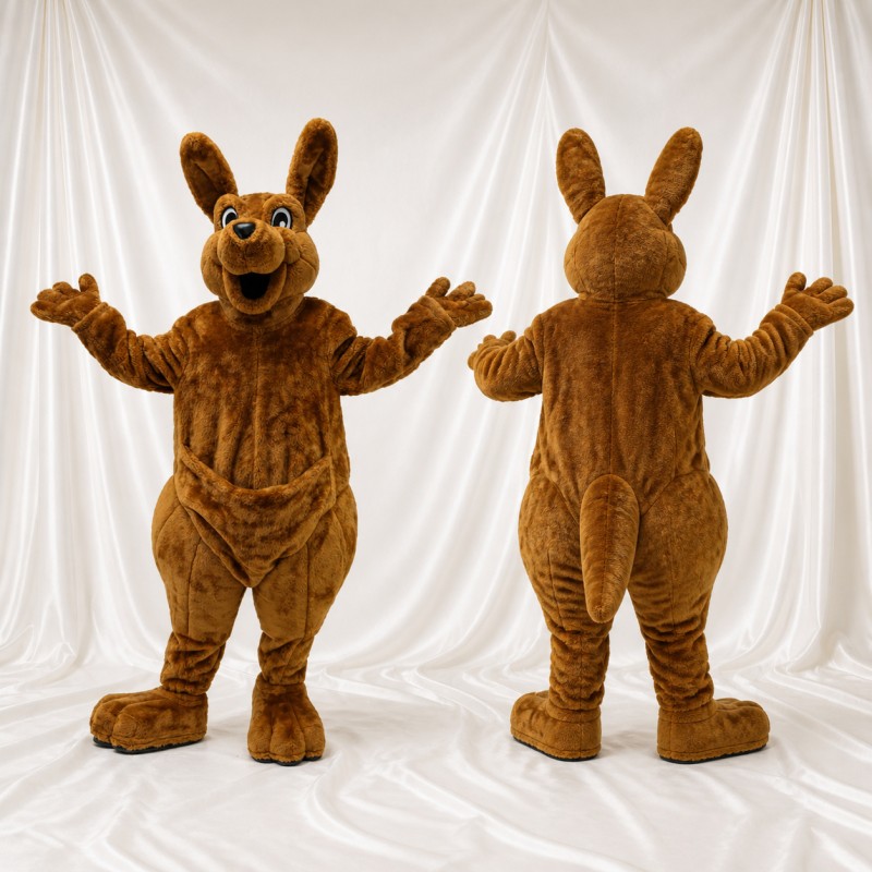 Brown and Tan Kangaroo Mascot Costume Full Body for Adults School Events