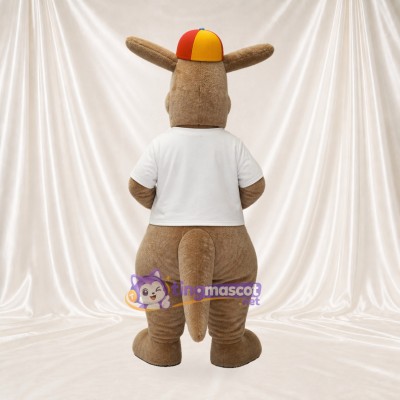 Tan Athlète Kangourou en Uniforme d'Équipe Costume de mascotte intégral pour adultes Sports