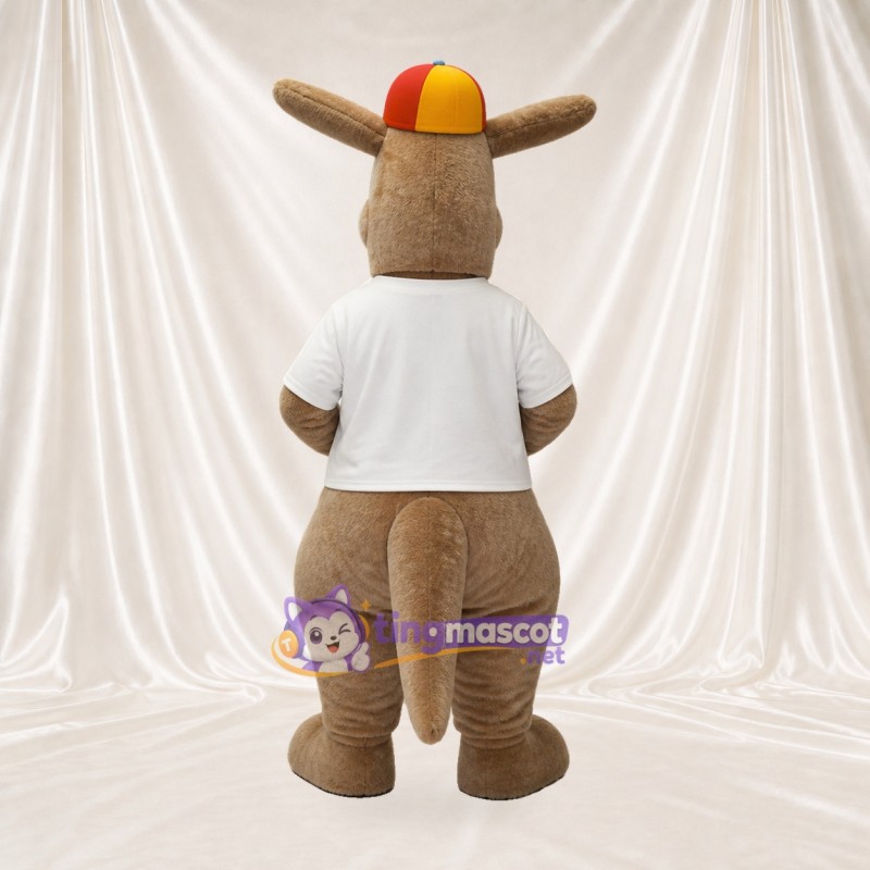 Tan Athlète Kangourou en Uniforme d'Équipe Costume de mascotte intégral pour adultes Sports