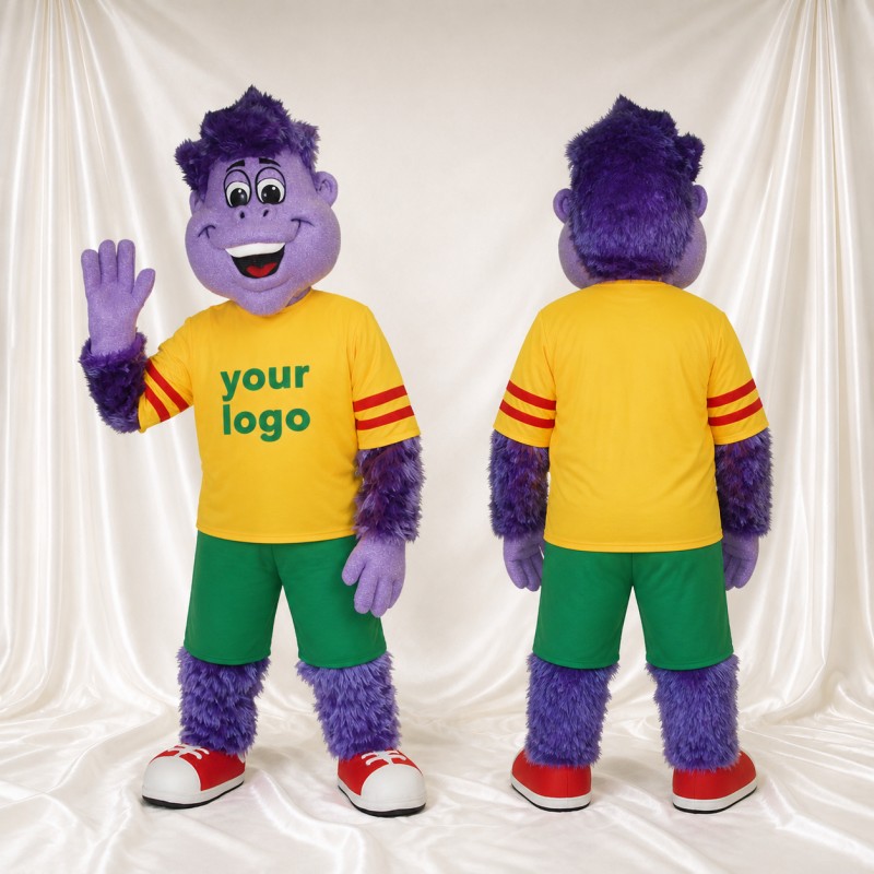 Monstre violet athlète Costume de mascotte intégral pour adultes Événements sportifs