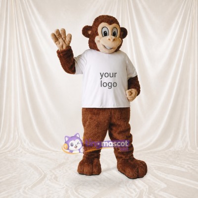 Brown Construction Monkey Mascot Costume Full Body for Adults School Events