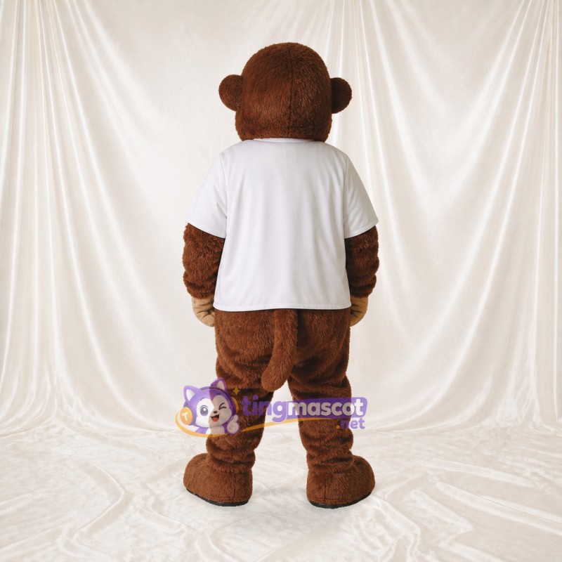 Brown Construction Monkey Mascot Costume Full Body for Adults School Events