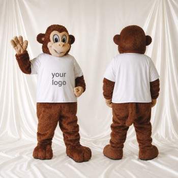 Brown Construction Monkey Mascot Costume Full Body for Adults School Events