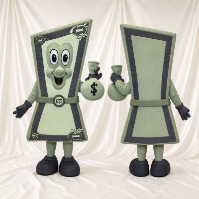 Dollar Bill Mascot Costume Full Body for Adults Promotions