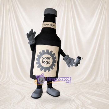 Black and Gray Bottle Character Mascot Costume Full Body for Adults Promotions