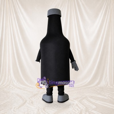 Black and Gray Bottle Character Mascot Costume Full Body for Adults Promotions