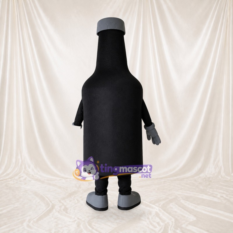 Black and Gray Bottle Character Mascot Costume Full Body for Adults Promotions