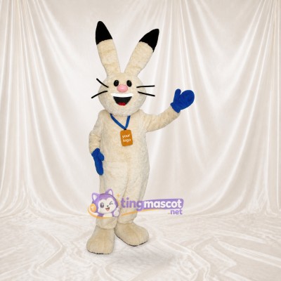 White and Blue Rabbit Mascot Costume Full Body for Adults School Events