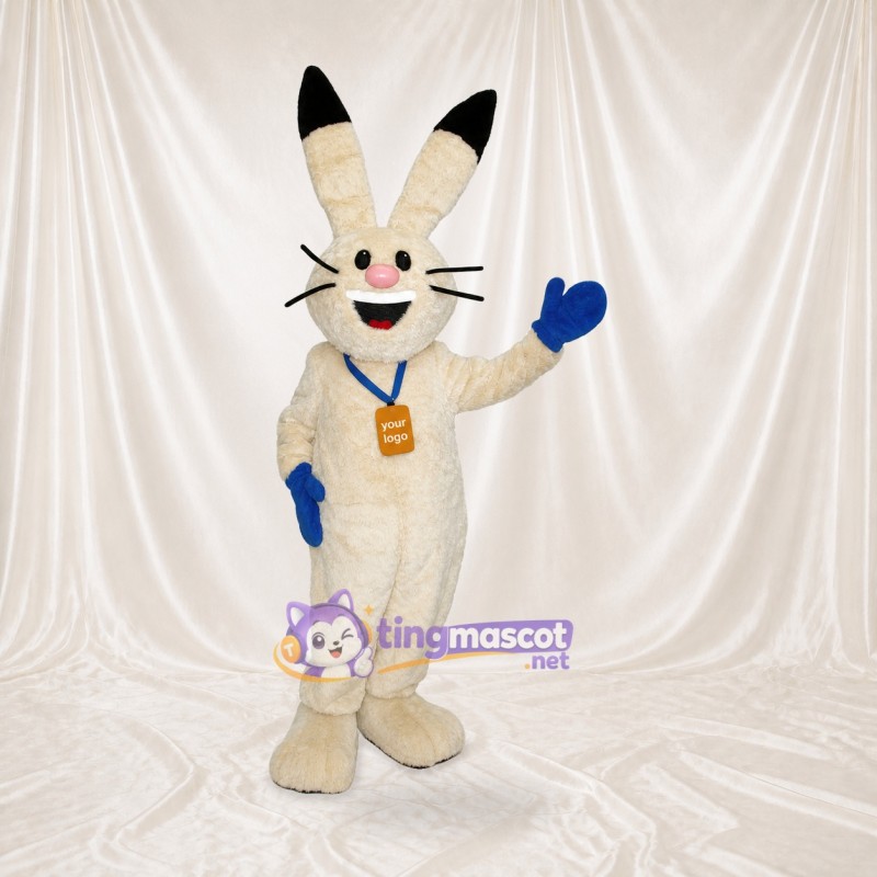 White and Blue Rabbit Mascot Costume Full Body for Adults School Events