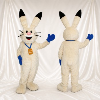 Lapin Blanc et Bleu Costume de mascotte intégral pour adultes Événements scolaires