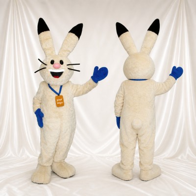 White and Blue Rabbit Mascot Costume Full Body for Adults School Events