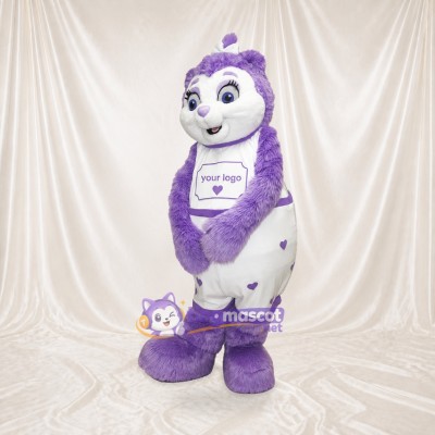 Purple Bear Mascot Costume Full Body for Adults School Events