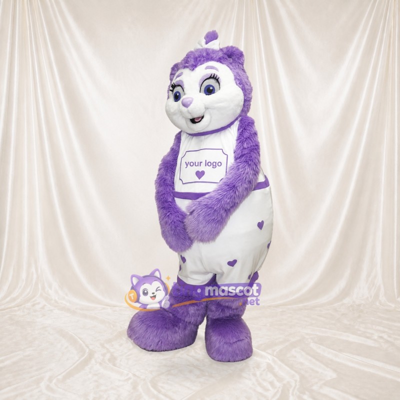 Purple Bear Mascot Costume Full Body for Adults School Events