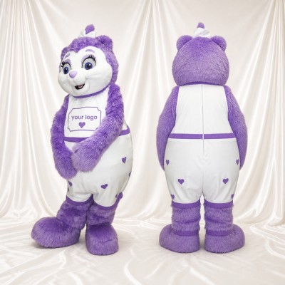 Purple Bear Mascot Costume Full Body for Adults School Events