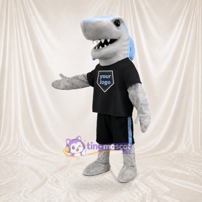 Requin athlète gris Costume de mascotte intégral pour adultes Événements sportifs