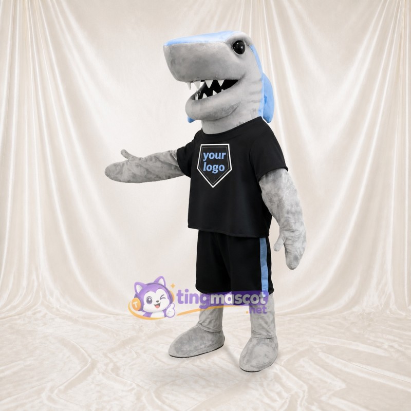 Requin athlète gris Costume de mascotte intégral pour adultes Événements sportifs