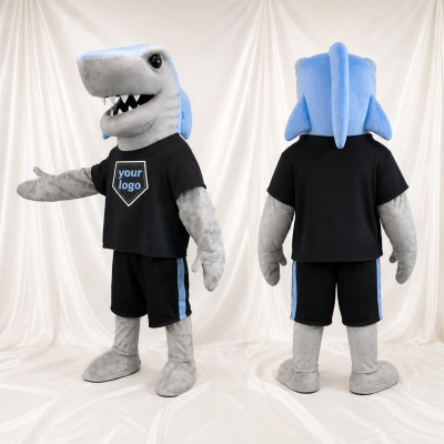 Requin athlète gris Costume de mascotte intégral pour adultes Événements sportifs