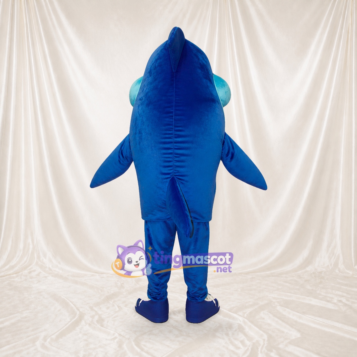 Blue Construction Shark Mascot Costume Full Body for Adults School Events Blue Construction Shark Mascot Costume Full Body for Adults School Events
